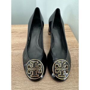 TORY BURCH Amy Black Patent Leather Slip On Pumps Size 7.5 Office Professional